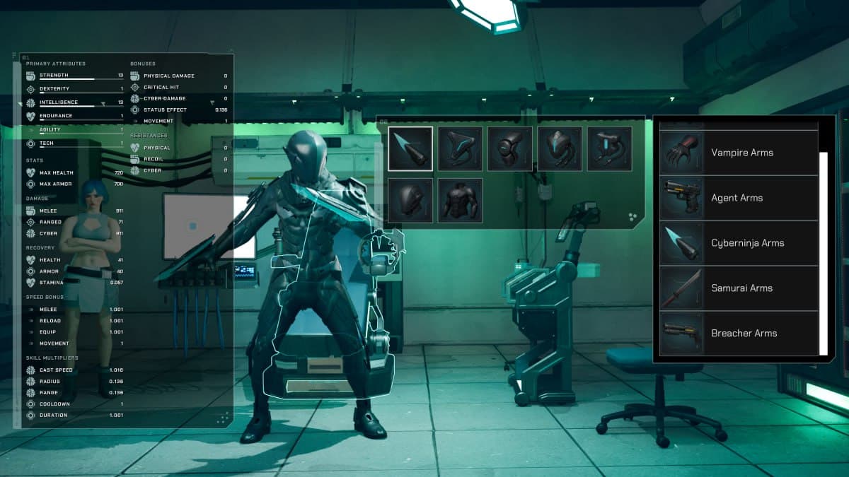 Chain Crisis Loadout System - Implant slots and equipment